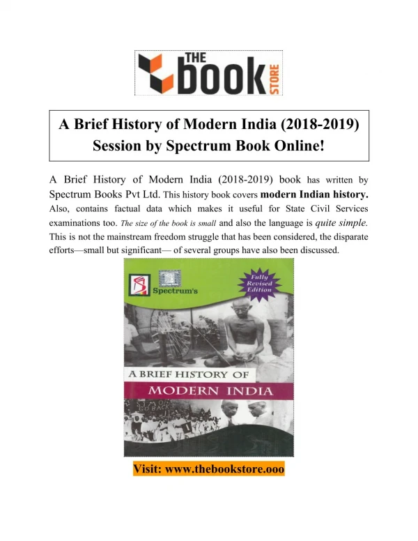 A Brief History of Modern India (2018-2019) Session by Spectrum Book Online!