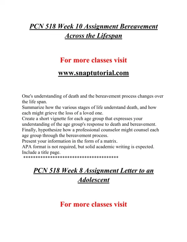 PCN 518 EXceptional Education/snaptutorial.COM