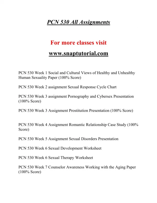 PCN 530 EXceptional Education/snaptutorial.COM