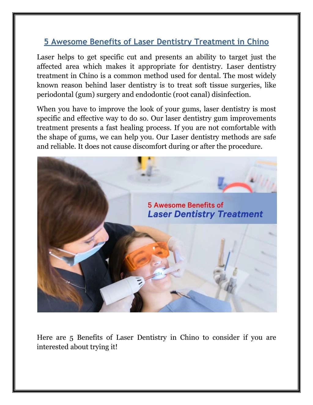 5 awesome benefits of laser dentistry treatment
