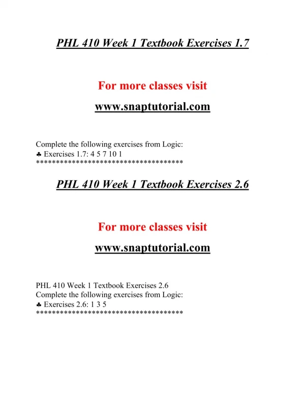 phl 410 week 1 textbook exercises 1 7