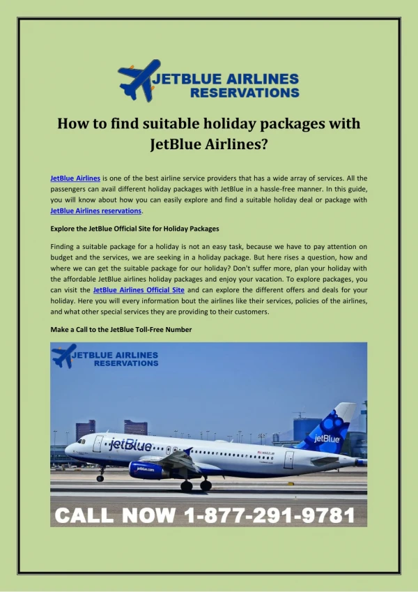How to find suitable holiday packages with JetBlue Airlines?