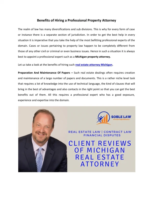 Benefits of hiring a professional property attorney