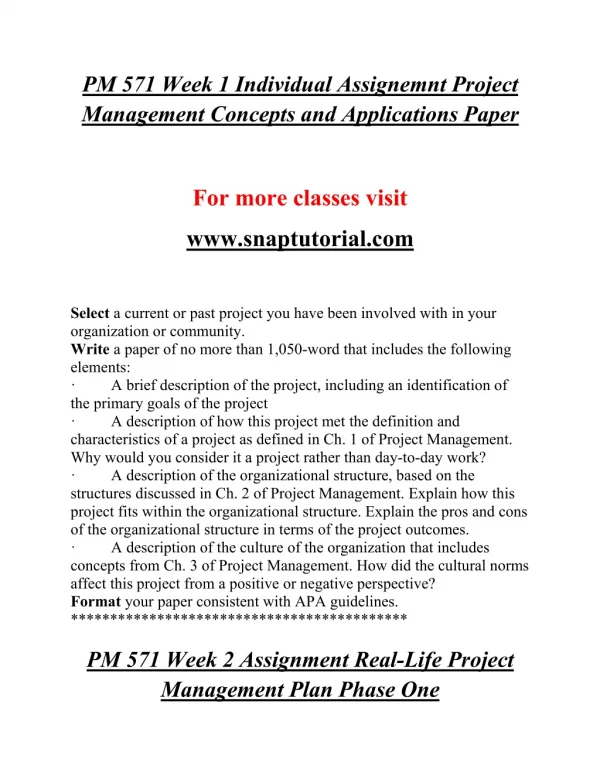 PM 571 EXceptional Education/snaptutorial.COM