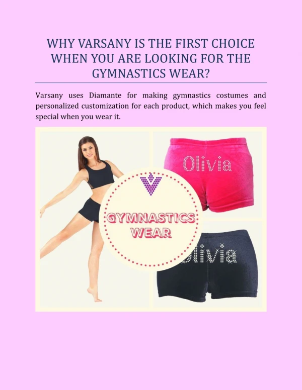 WHY VARSANY IS THE FIRST CHOICE WHEN YOU ARE LOOKING FOR THE GYMNASTICS WEAR?