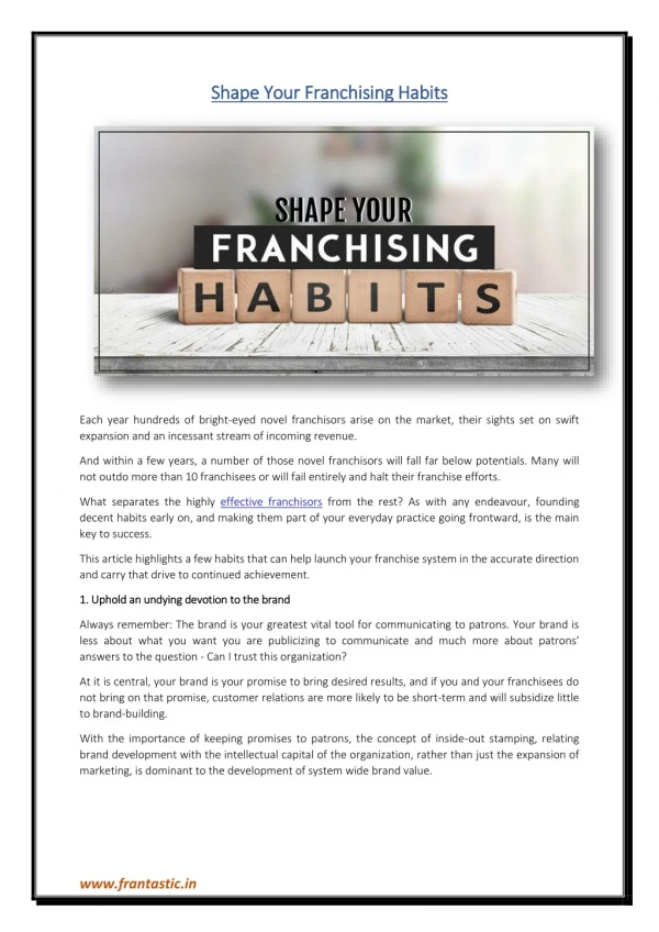 Shape Your Franchising Habits