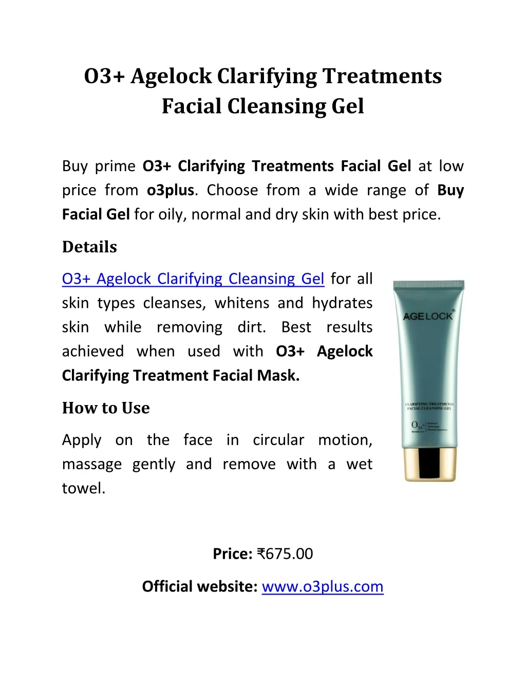 o3 agelock clarifying treatments facial cleansing