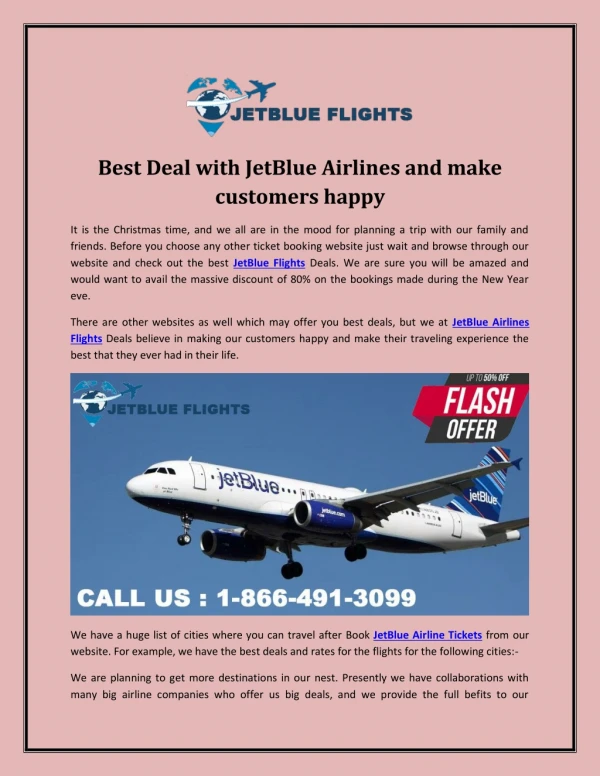 Best Deal with JetBlue Airlines and make customers happy