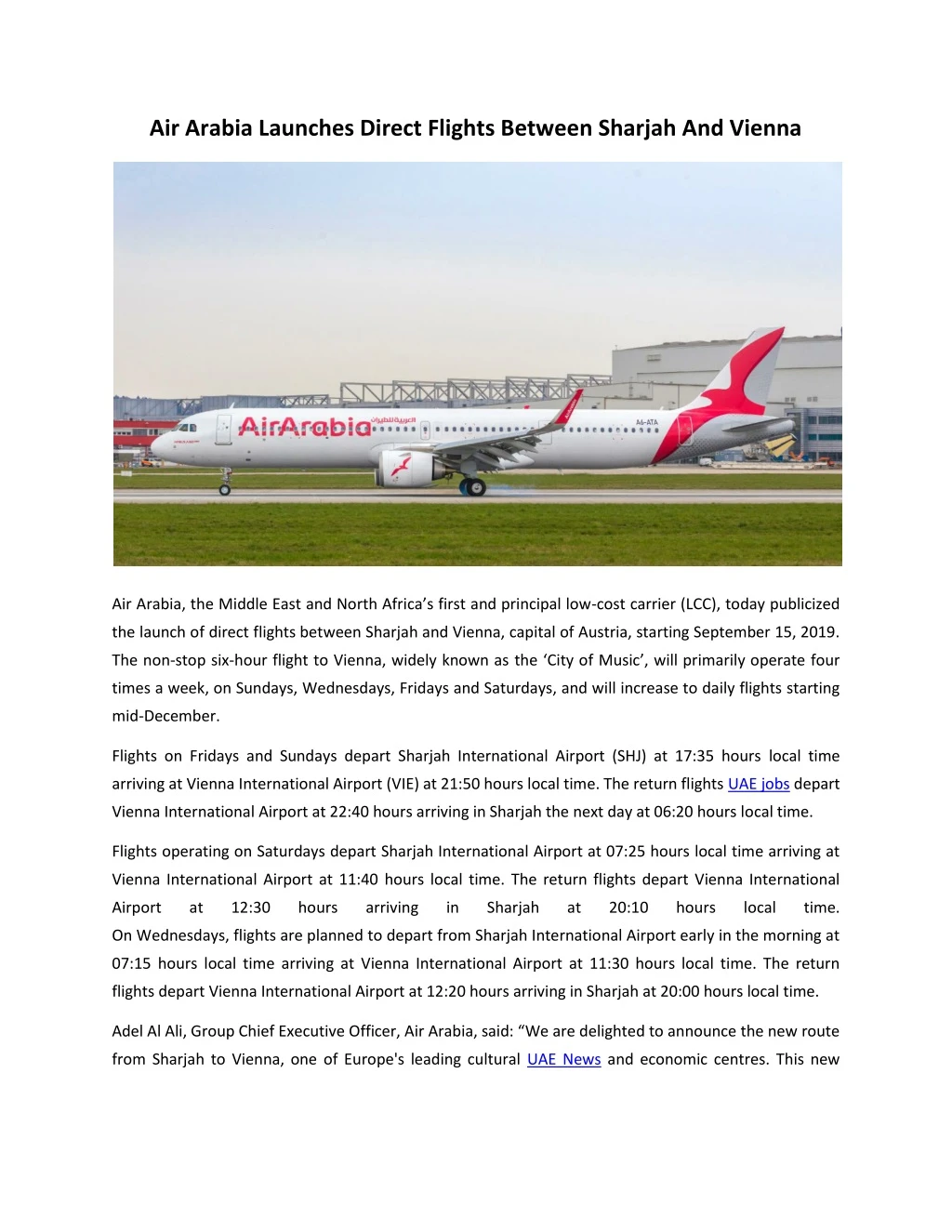 air arabia launches direct flights between