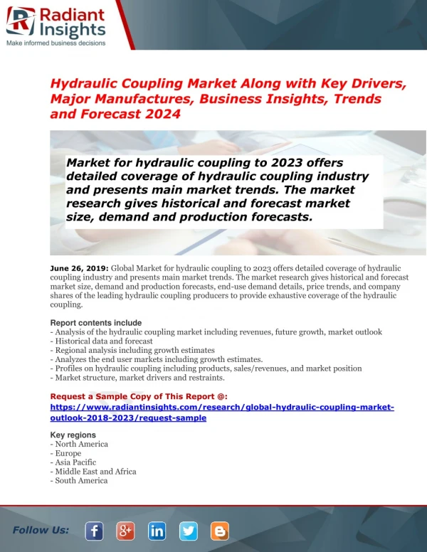Global Hydraulic Coupling Market Foreseen to Grow Exponentially over 2024