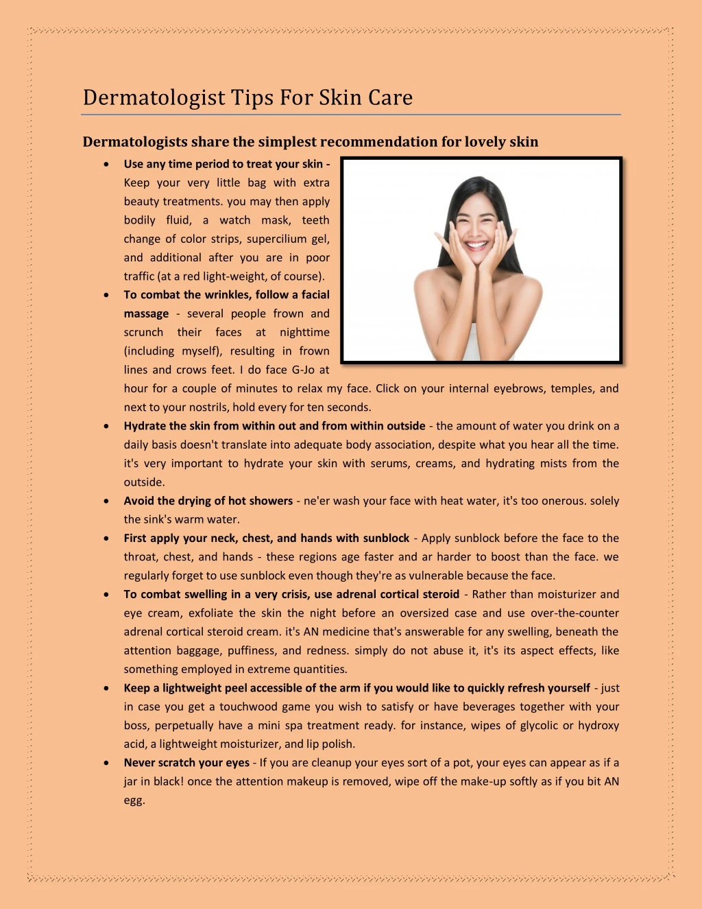 dermatologist tips for skin care
