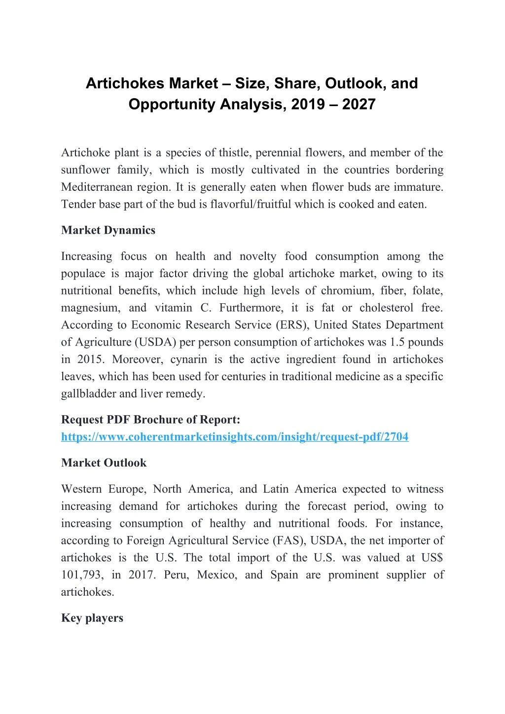 artichokes market size share outlook