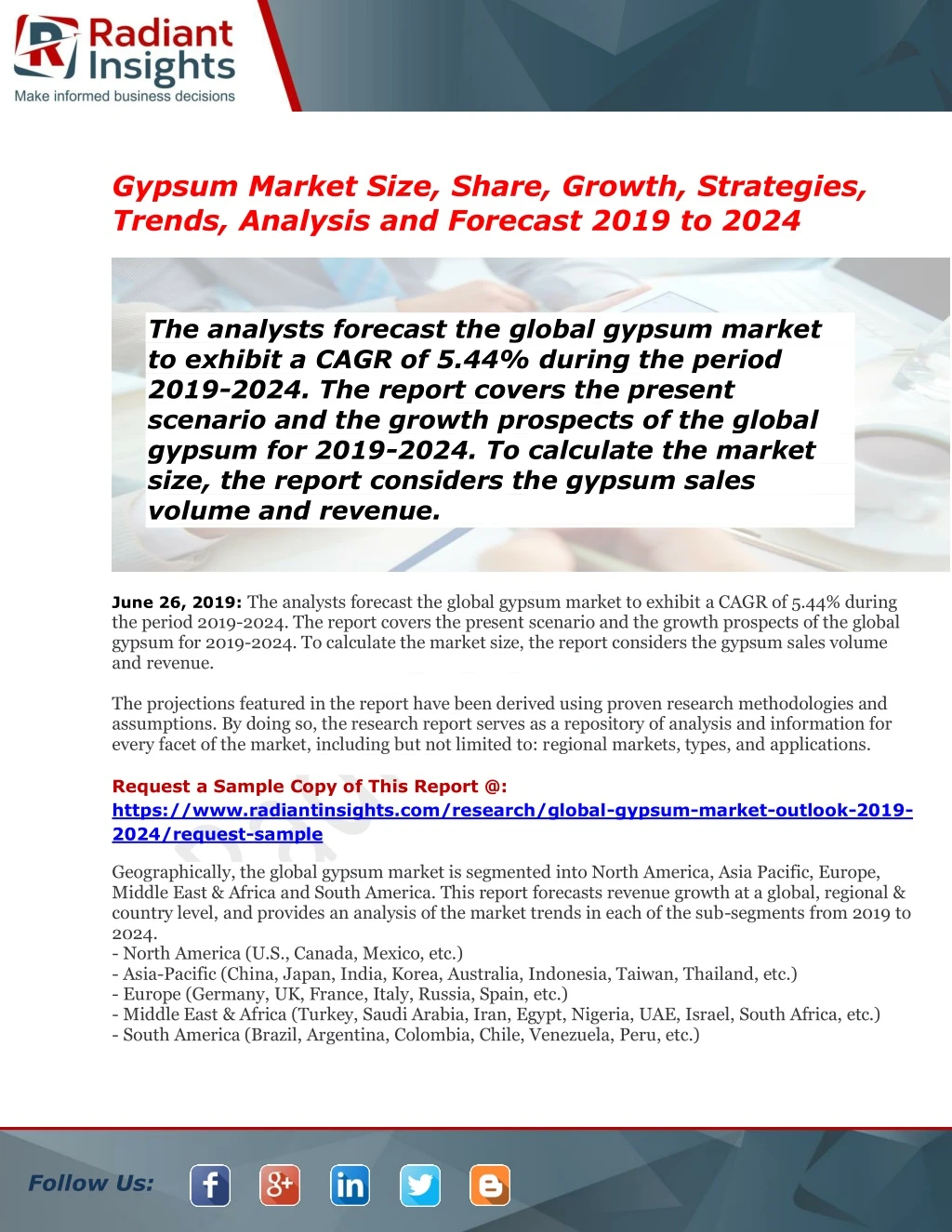 gypsum market size share growth strategies trends