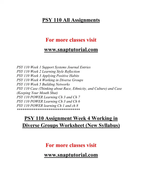 PSY 110 uop EXceptional Education/snaptutorial.COM