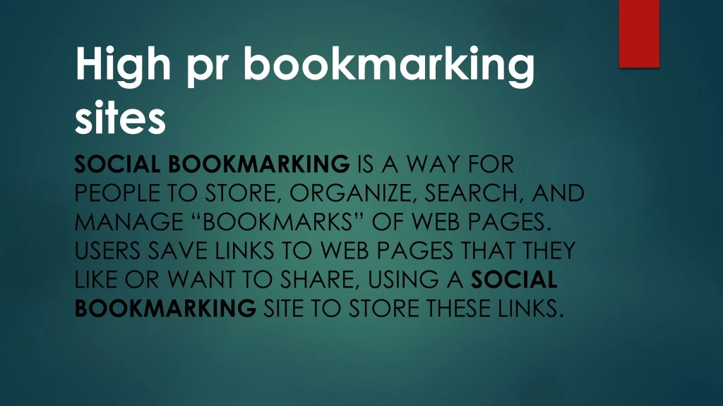 h igh pr bookmarking sites