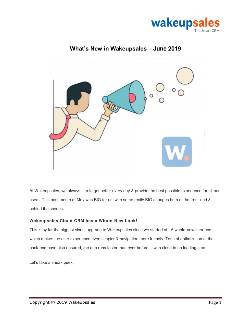 what s new in wakeupsales june 2019