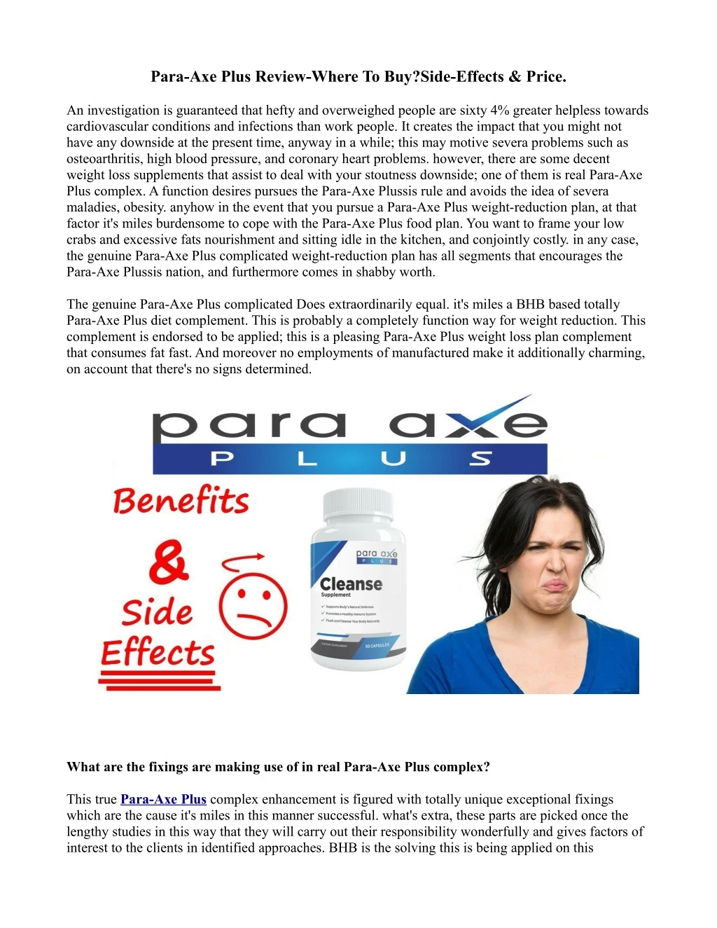 para axe plus review where to buy side effects