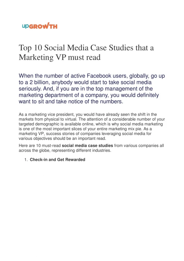 Top 10 Social Media Case Studies that a Marketing VP must read