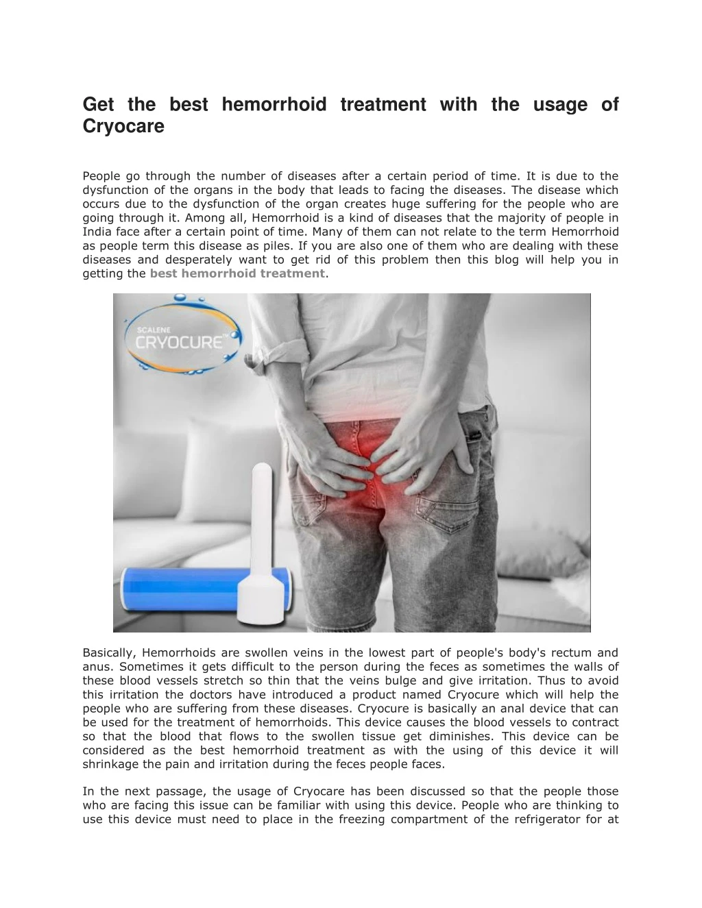 get the best hemorrhoid treatment with the usage