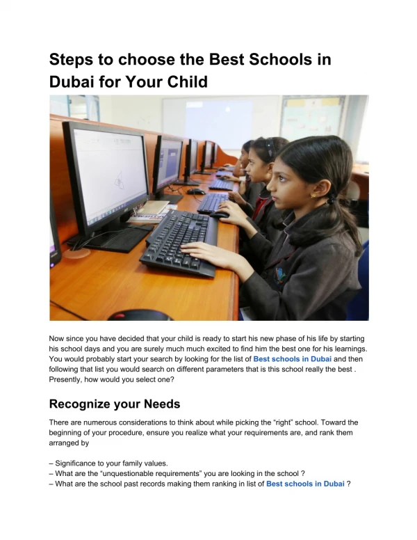 Best Schools in Dubai