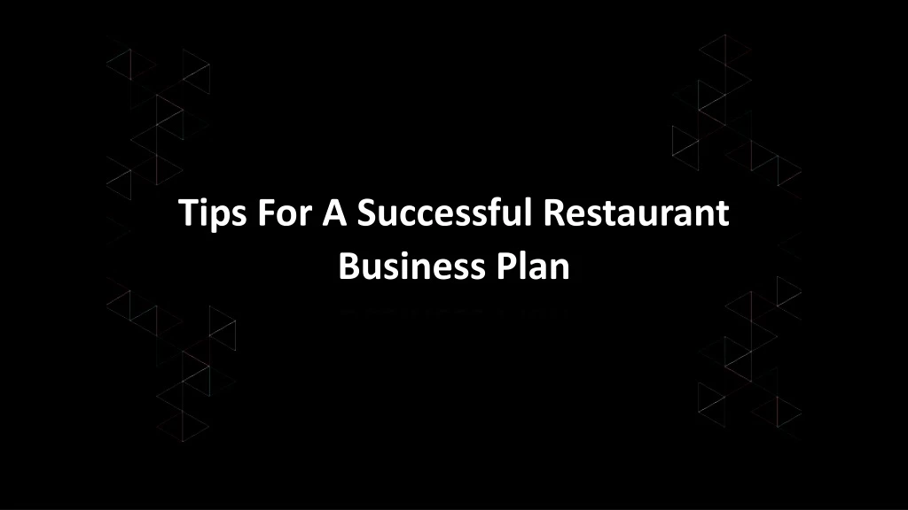 tips for a successful restaurant business plan