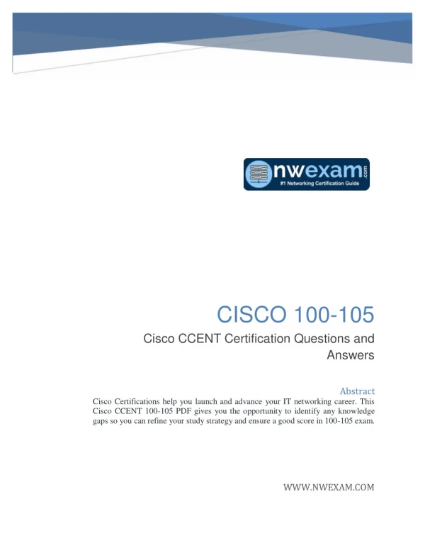 Cisco CCENT 100-105 Certification Questions and Answers