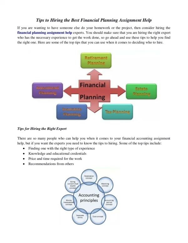 Tips to Hiring the Best Financial Planning Assignment Help