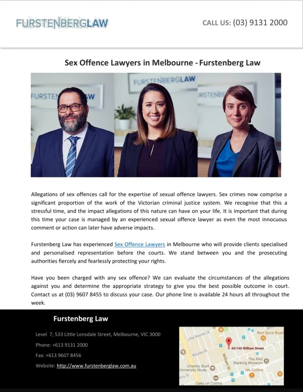 Sex Offence Lawyers in Melbourne - Furstenberg Law