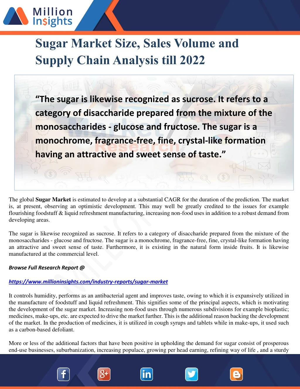 sugar market size sales volume and supply chain
