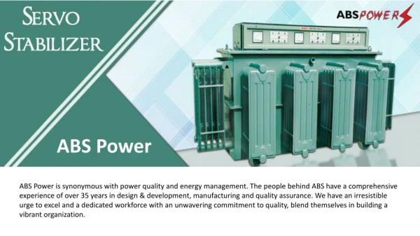Servo Stabilizer Manufacture in Chandigarh - ABS Power