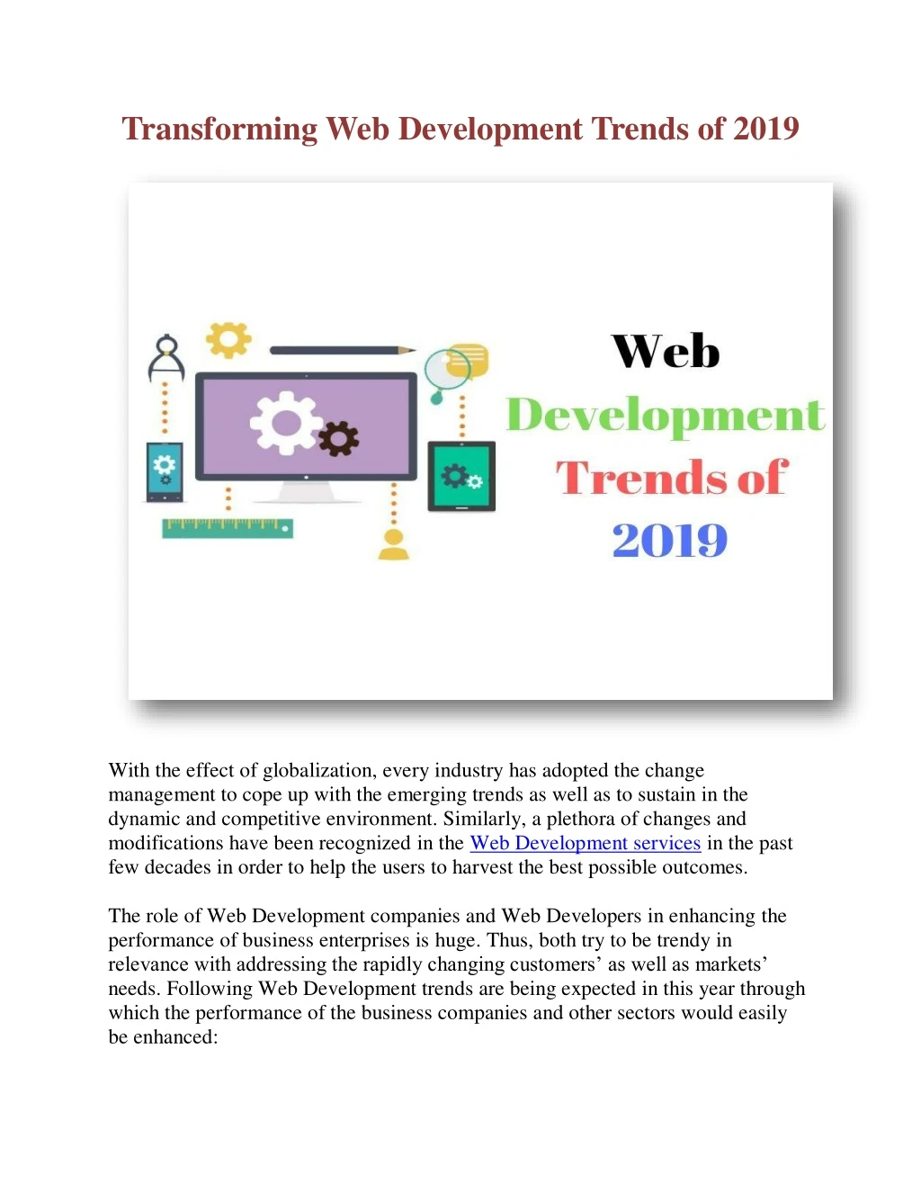 transforming web development trends of 2019