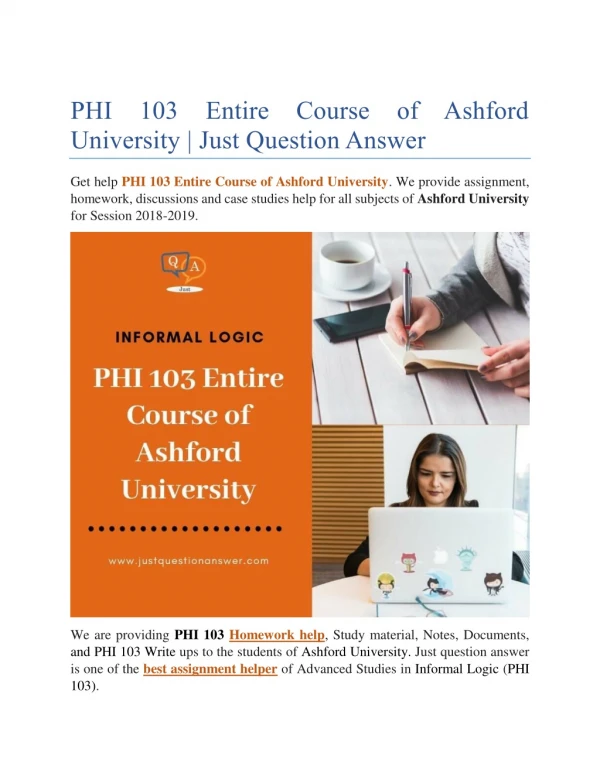phi 103 entire course of ashford university just