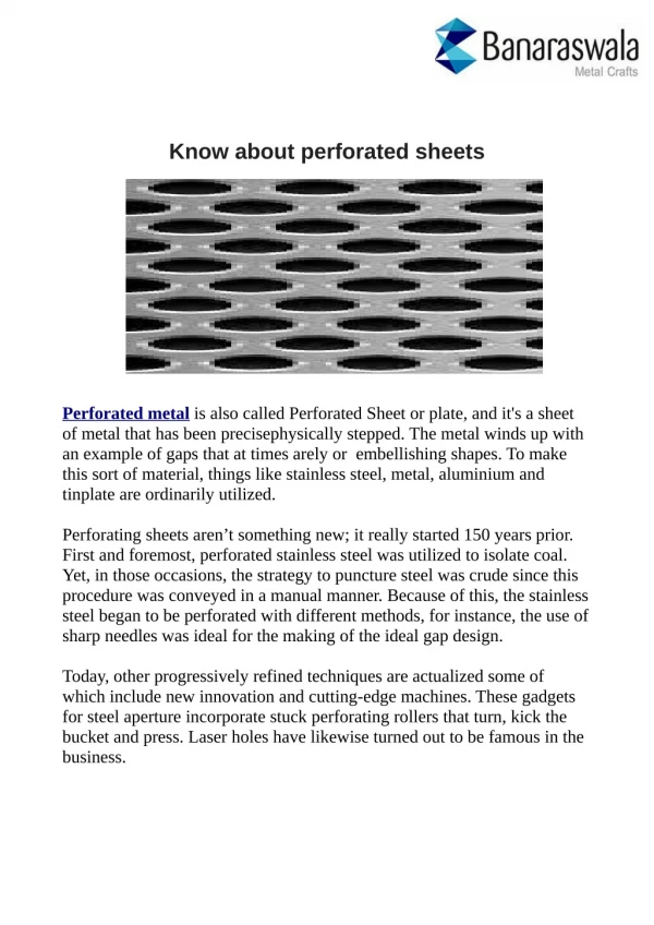 Know about perforated sheets