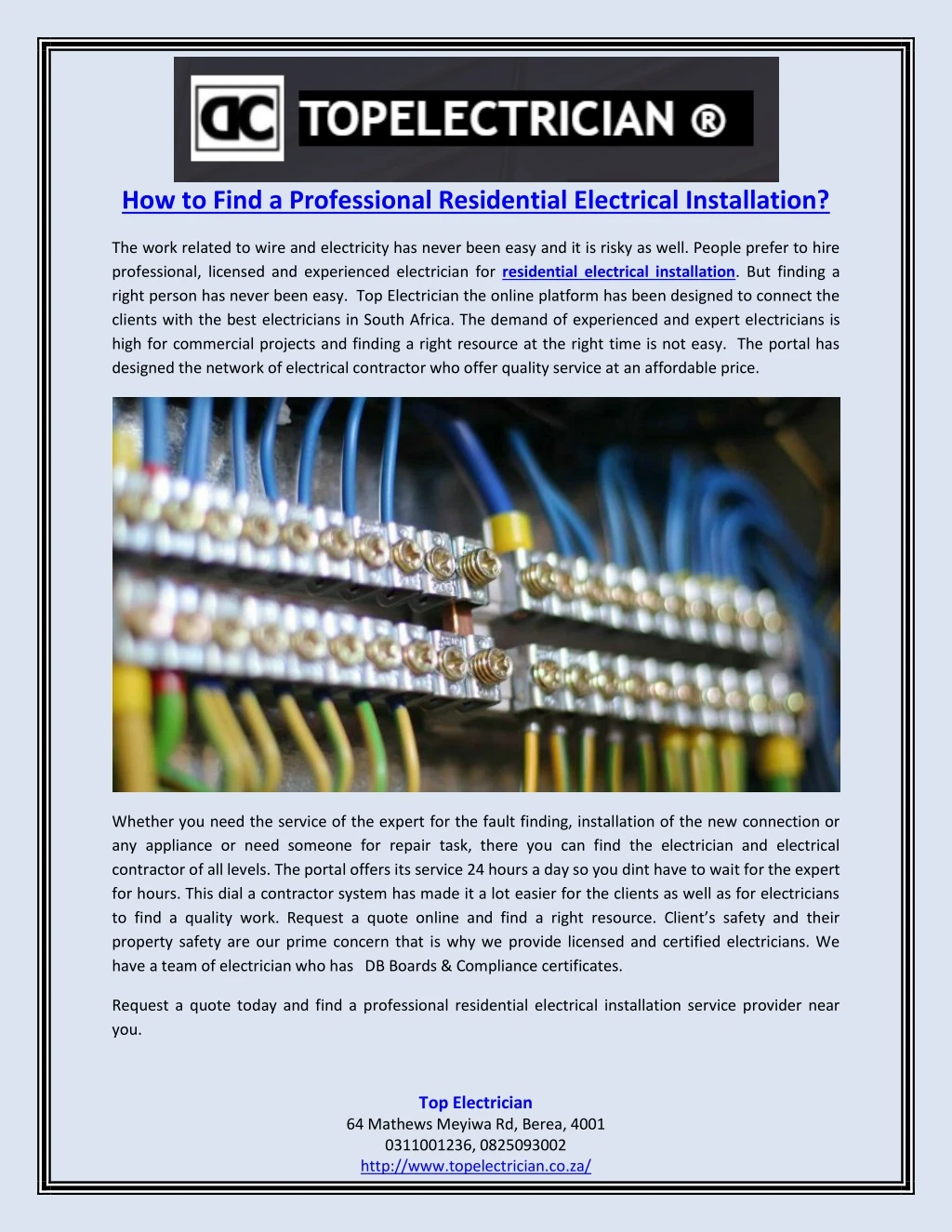 how to find a professional residential electrical