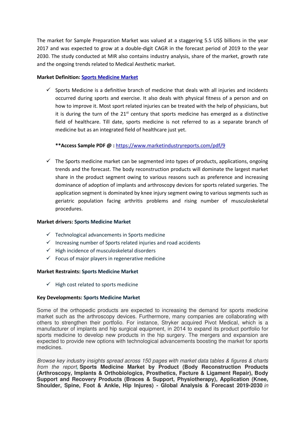 the market for sample preparation market