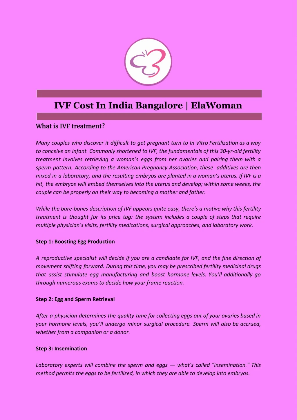 ivf cost in india bangalore elawoman