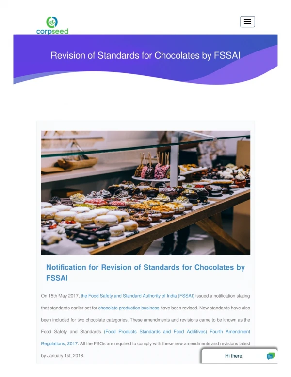 Revision of Standards for Chocolates by FSSAI
