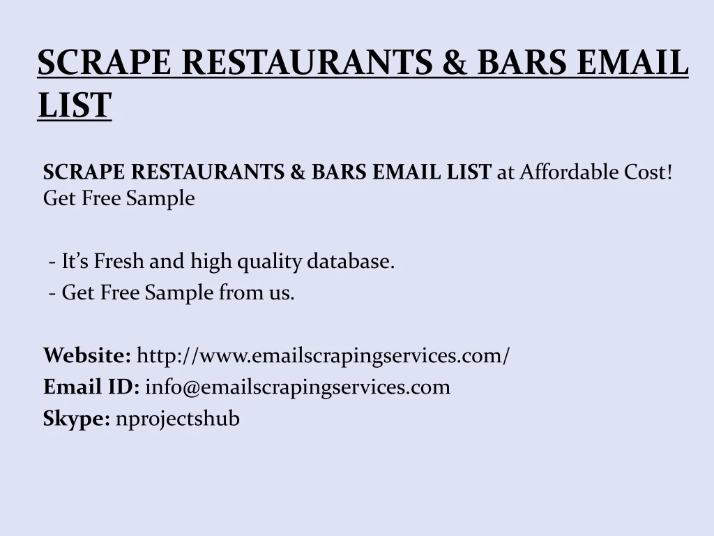 scrape restaurants bars email list