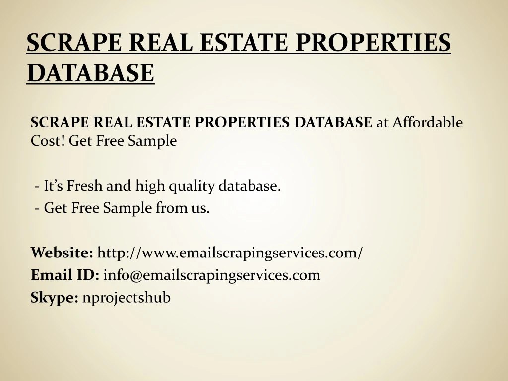 scrape real estate properties database