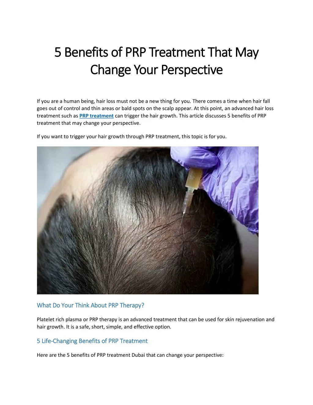 5 benefits 5 benefits of of prp treatment that
