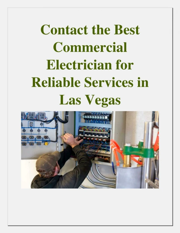 Contact the Best Commercial Electrician for Reliable Services in Las Vegas