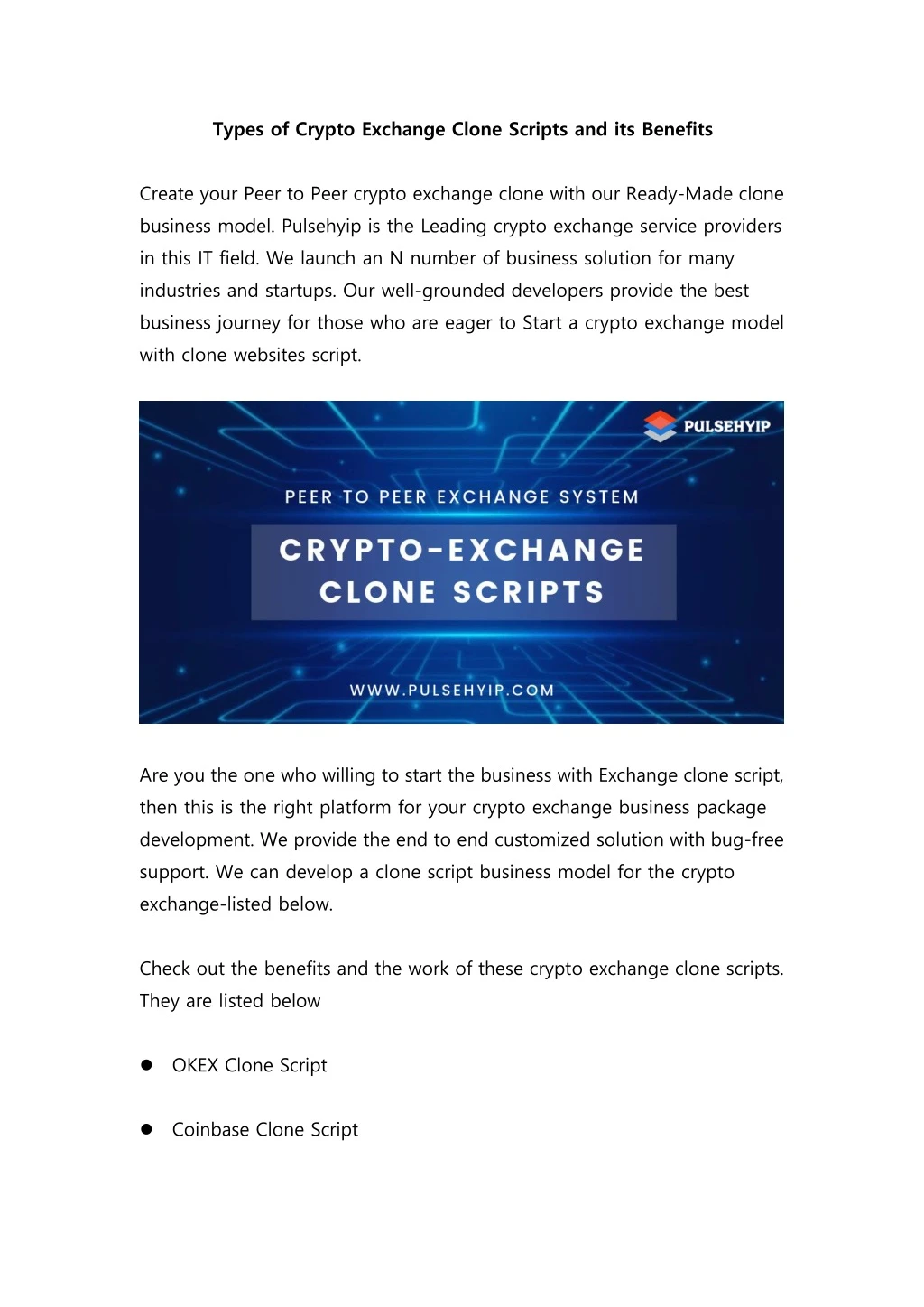 types of crypto exchange clone scripts