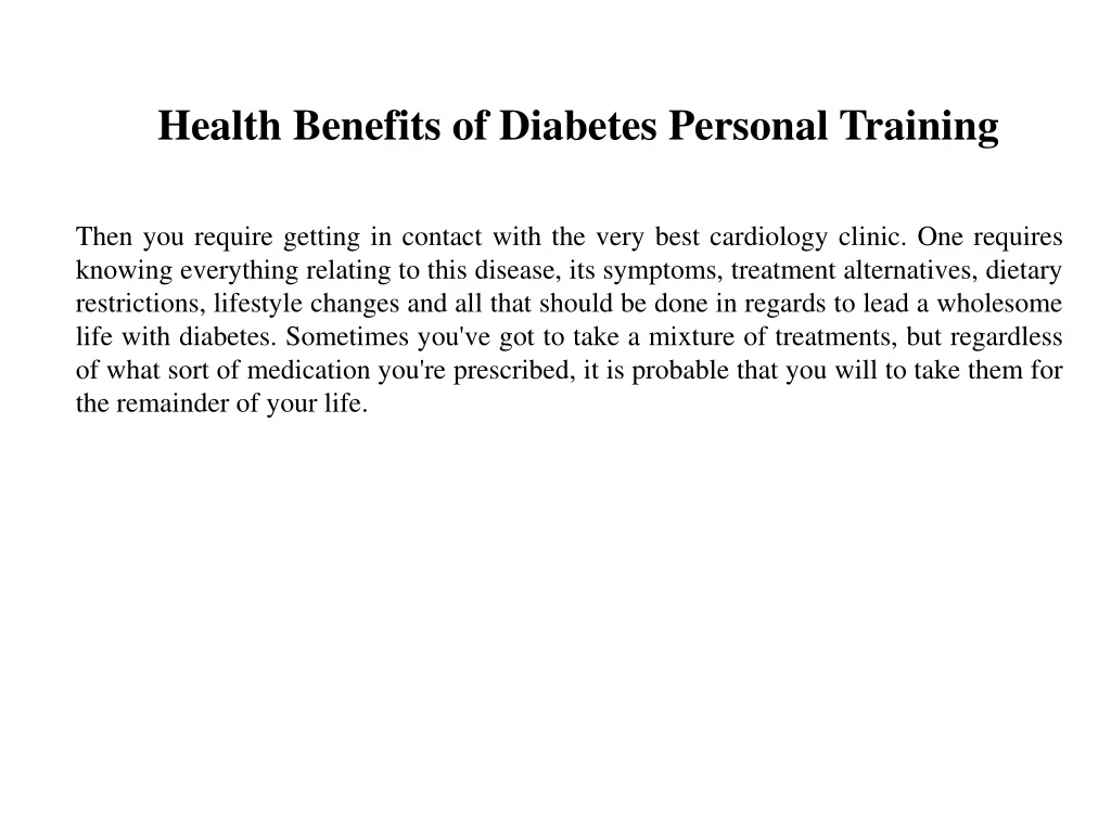 health benefits of diabetes personal training