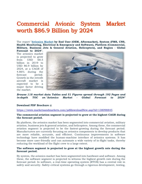 Commercial Avionic System Market worth $86.9 Billion by 2024