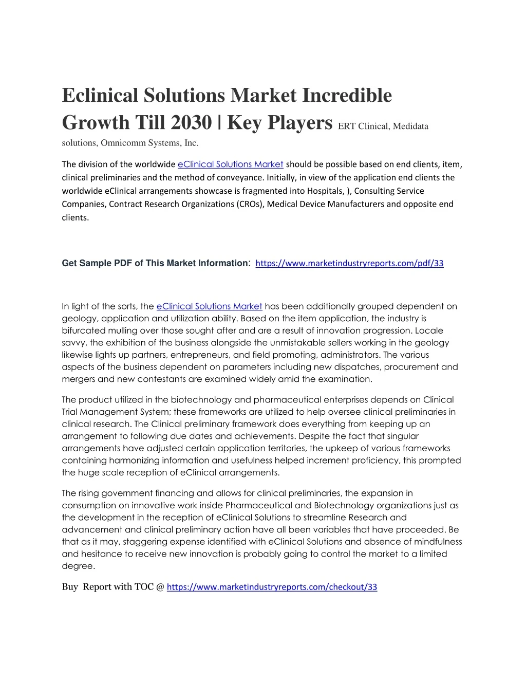 eclinical solutions market incredible growth till
