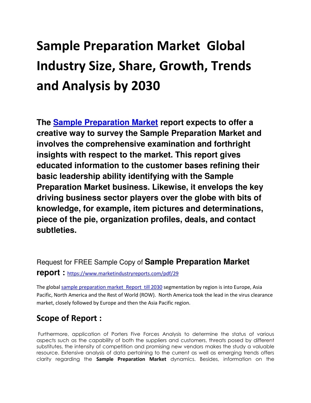 sample preparation market global industry size