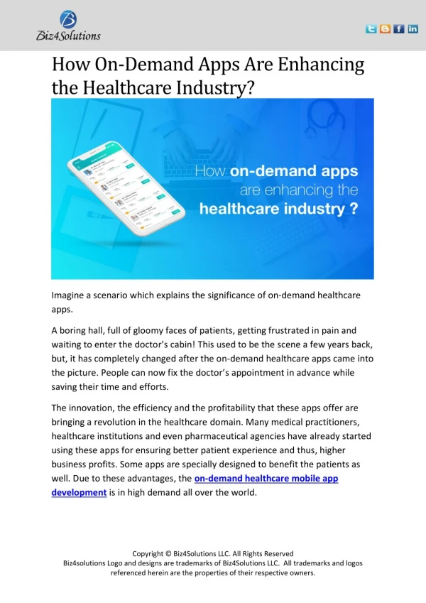 How On-Demand app are enhancing the Healthcare Industry