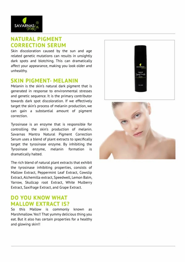 Buy Natural Pigment Correction Serum Online - Savarnas Mantra