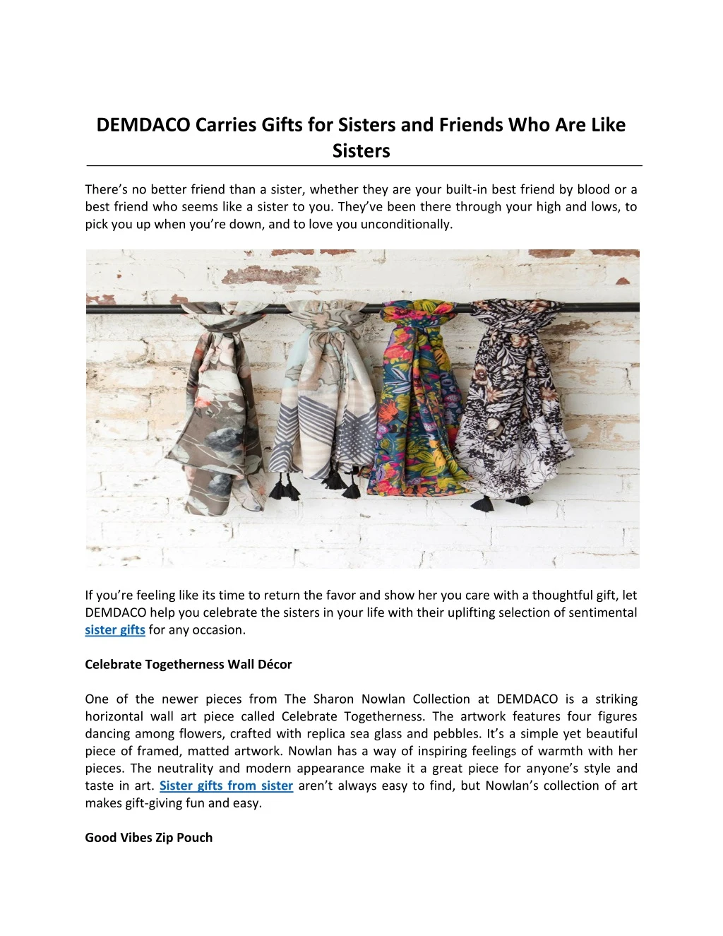 demdaco carries gifts for sisters and friends