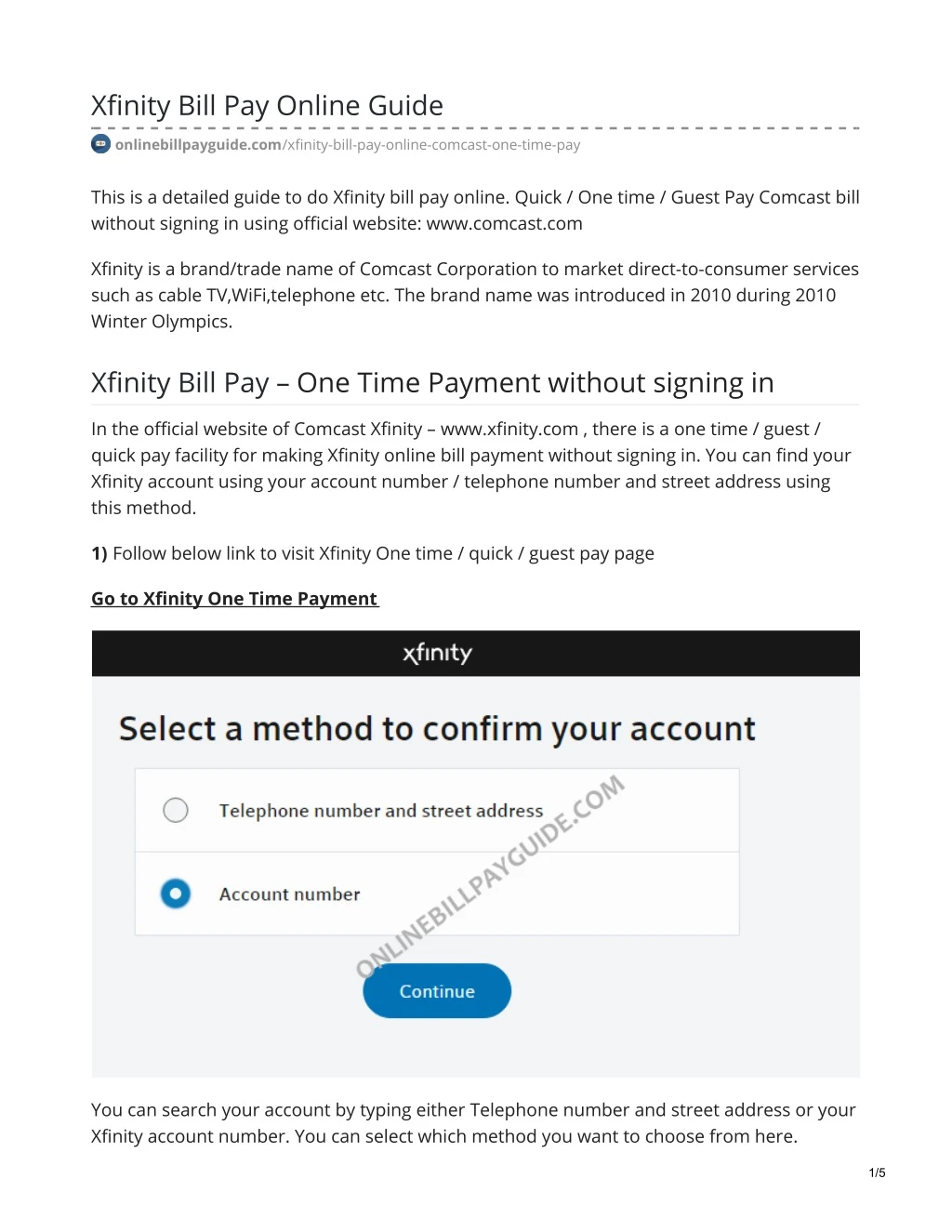 xfinity bill pay online guide